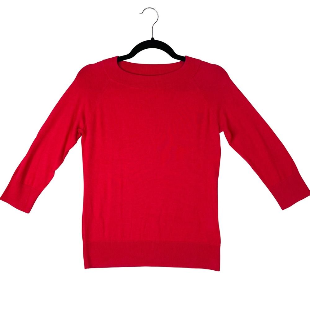 Talbots Petites Red 3/4 Sleeve Boat Neck Knit Sweater Size SP